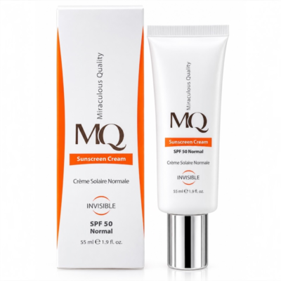 کرم ضدآفتاب بی رنگ نرمال ام کیو + SPF 50 حجم 55 میل (اورجینال)